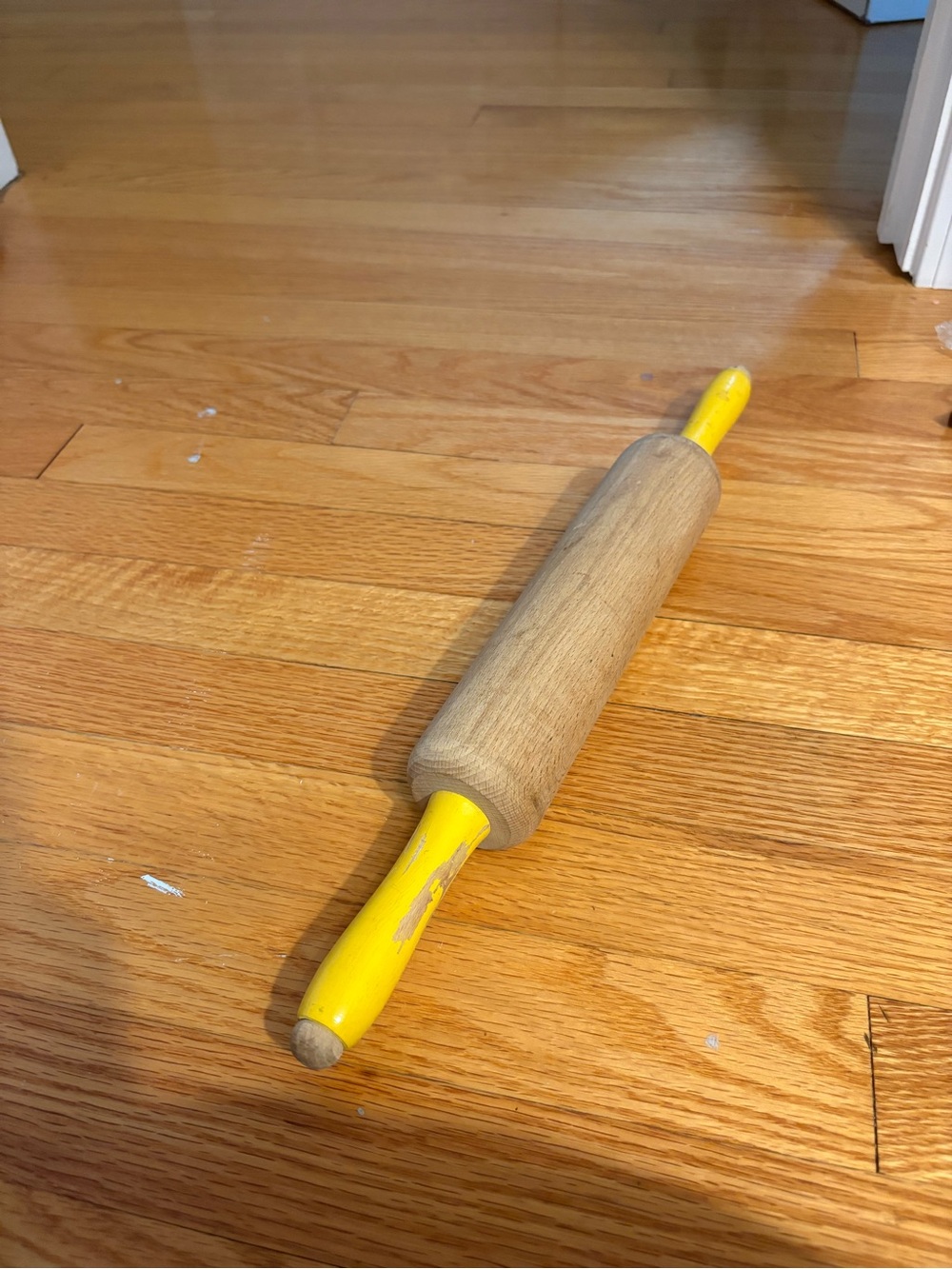 Yellow Handle Wooden Rolling Pin Vintage